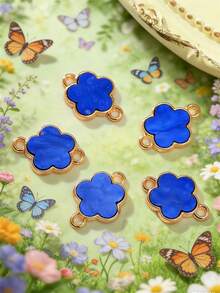 5/10/20/30/50/100/200/300/400/500pcs Multi-Color Elegant Quatrefoil Flower Double Hole Pendant, Suitable For DIY Necklace, Bracelet, Earring, Key Chain, Phone Charm, Couple Gift Jewelry Making - Five-petal Flower - View 7