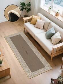 Tapis de cuisine en lin doux en caoutchouc épais de 3,5 mm, style simple moderne, tapis de cuisine absorbant avec bords cousus pour éviter l'écaillage, absorbant l'eau et facile à nettoyer, surface en lin avec milieu en mousse et fond en caoutchouc, convient pour la cuisine, la salle de bain, la buanderie, le couloir, le salon et d'autres espaces - Multicolore - Voir 7