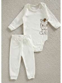Baby Set: Bodysuit + Pants, 100% Cotton Suedine, Minimalist,  Collection, Neutral, Unisex, Sizes Newborn To Extra Large. - Zebra - View 2