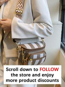 Classic Chest Bag Multi-Layer Plaid Crossbody Bag Simple And Stylish Versatile Shoulder Bag Suitable For Work Commuting Daily Out Shopping - Multicolor - View 3