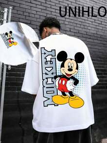 Disney UNIHLO   Print  Summer Casual Versatile Pure Cotton T-Shirt Suitable For Any Place - 白色 - 查看 1