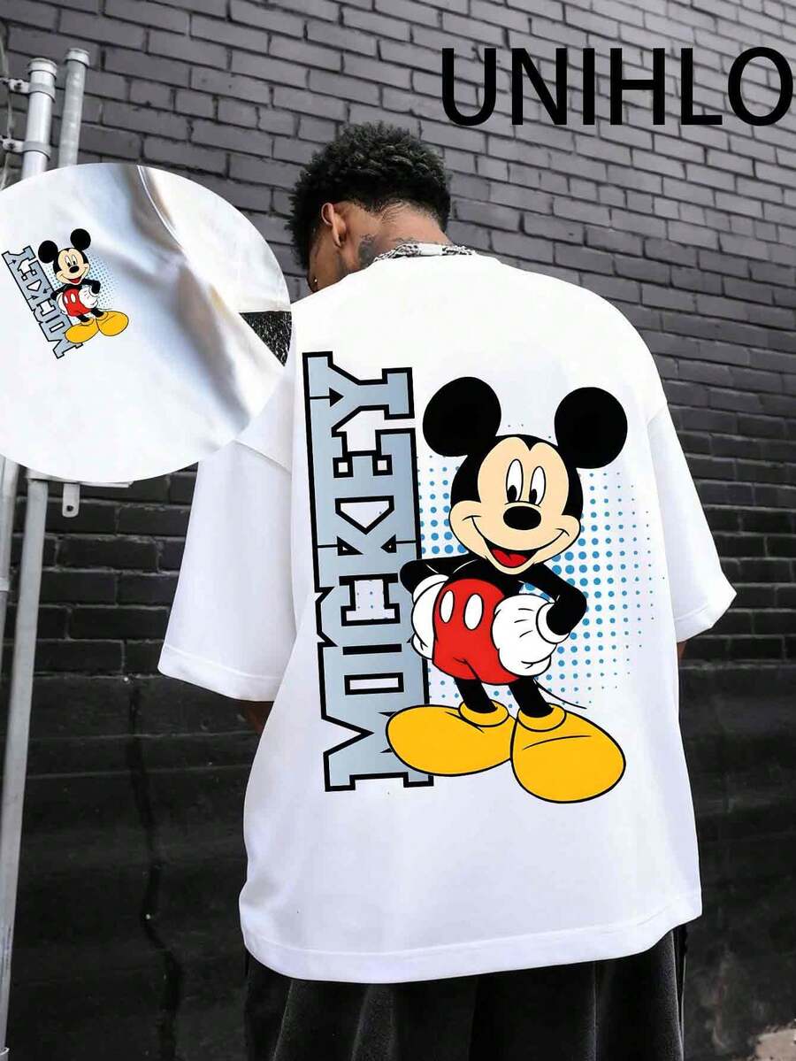 Disney UNIHLO   Print  Summer Casual Versatile Pure Cotton T-Shirt Suitable For Any Place - 白色 - 查看 1