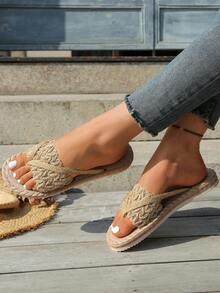 Dép xỏ ngón thời trang nữ, dép sandal xỏ ngón cỡ lớn, thích hợp cho kỳ nghỉ ngoài trời, dép hở ngón, dép sandal đế bằng trang trí nơ cho nữ, dép mùa hè nhẹ, giày đi biển chống trơn trượt cho nữ. - Màu Khaki - Xem 5