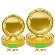 100pcs High Quality Paper Plates, Suitable For Birthday Cakes, Baking Trays, Cake Stands, Paper Plates And Party Supplies - Gold - View 7