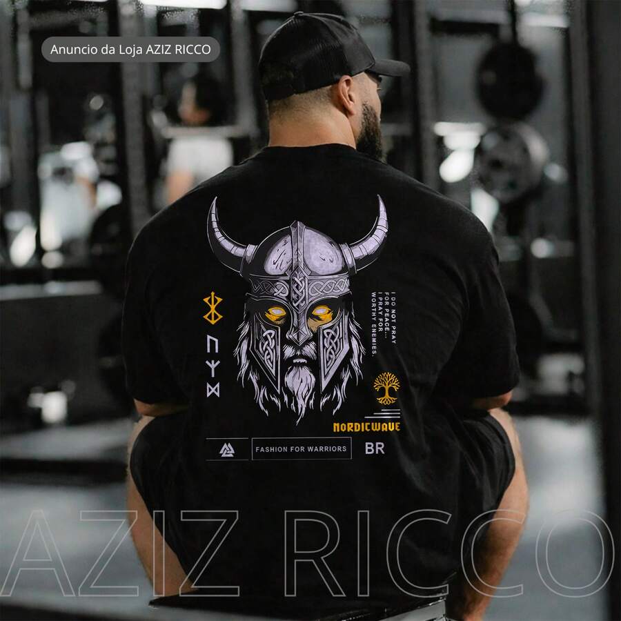 Vikings Nordicware Men's Oversized T-Shirt, 100% Cotton, For Everyday Workouts - Black - View 1