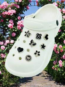 16件套仿珍珠蝴蝶爱心树脂装饰配件，适用于休闲鞋、木屐和凉鞋，设计可爱，是女孩派对礼物和创意礼品的完美之选。 - 彩色 - 查看 7