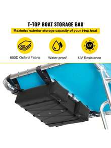 T-Top Storage Bag, For 6 Type II Life Jackets, With A Boat Trash Bag, 600D Oxford Fabric Life Vests Storage Bag For Most T-Top Boats, Bimini Tops And Pontoon Tops (Life Jackets Not Included) - Black - View 2