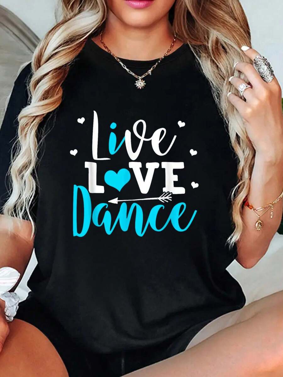 playeras de algodón mujer, Camiseta divertida con frase de baile para bailarines y amantes del baile conjuntos de mujer tops - Negro - Ver 1