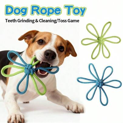 Handvävd slitstark tuggleksak för hundar, hjälper till att rengöra tänderna och lindra tristess, interaktiv kastleksak för dagligt bruk