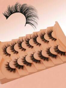 7 pares de pestañas de ojo de gato, pestañas naturales, pestañas postizas completas, pestañas rusas, gruesas y esponjosas, pestañas dramáticas, aptas para principiantes, chica desaliñada 3 en 1, adecuadas para uso diario, fiesta, viaje, primavera, verano, otoño, invierno - Pestañas Ojos de Gato - Ver 4