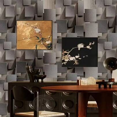1 لفة ورق حائط فينيل رمادي مربع قابل للإزالة والالصاق، ورق جداري هندسي قابل للإزالة وسهل التركيب للغرفة، المطبخ، غرفة المعيشة، السكن الجامعي، الأثاث، الخزانة، المكتب، ديكور الحائط DIY، 17.7 بوصة * 39.3 / 118.1 / 196.8 بوصة