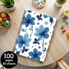 A4尺寸简约蓝色花卉螺旋装订笔记本，封面设计清新优雅，为您的书写增添浪漫气息。内页流畅的横线带来舒适的书写体验，无论您是记录每日灵感、规划任务还是撰写日记，都能轻松驾驭。让每一次书写都如同漫步于繁花似锦的花园，感受宁静与美好。 - A40001451 - 查看 6
