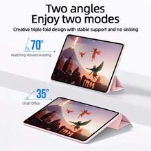 适用于 iPad 2 11 英寸平板电脑的保护套，柔软防摔，超薄/智能支架/自动唤醒功能，软 TPU 后盖三折保护套，适用于小米 Pad SE 11 英寸 2023 平板电脑的保护套，适用于荣耀 Pad X8A 11 英寸/MatePad SE 11 2024/MatePad 11.5 英寸平板电脑的保护套，适用于 Tab M11，适用于 MatePad/荣耀 Pad/Galaxy Tab/联想 Tab/小米 iPad/带唤醒功能的平板电脑的三折 PC 保护套 - 粉色 - 查看 6