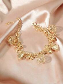 Heart Charm Bracelet Valentines - Vàng - Xem 4