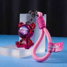 1pc Starry Sky Bear Keychain Pendant, Cute Cartoon Couple Keyring, Backpack Charm, Car Key Chain - Star Bear Pendant - View 9