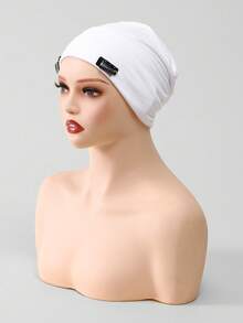 1pc Women's Solid Color Double-Layer Flat Top Hat With 2pcs Anti-Slip Clips Adjustable Scarf & Cap Set - White Anti-slip Clip Double-layer Flat Top Cap - View 5