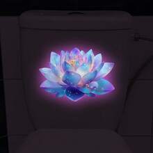 夜光莲花墙贴，蓝色发光莲花马桶贴纸，发光莲花自粘浴室墙面装饰，适用于卧室客厅壁画 - YTG0131 - 查看 4