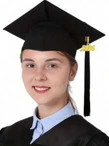 6 piezas/2 piezas por set Borlas para birretes de graduación 2026, decoraciones de birretes de graduación mate negras, adecuadas para títulos de Licenciatura/Maestría, unisex - Negro - Ver 8