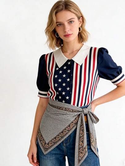 1条复古腰果花印花多功能领巾/围巾，适合日常、办公和度假穿着，春夏款