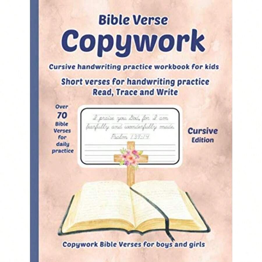 Bible Verse Copywork - Cursive Handwriting Practice Workbook For Kids ...