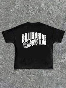 [Cotton T-Shirt] Tween Boy Cotten Clothes,Y2K-Inspired Letter Print T-Shirt - Casual Crew Neck, Short Sleeve, Machine Washable - Perfect For Spring/Summer/Fall,Fashion, Streetwear, Unisex, Men, Women - màu đen - Xem 2