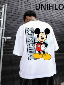 Disney UNIHLO   Print  Summer Casual Versatile Pure Cotton T-Shirt Suitable For Any Place - 白色 - 查看 2