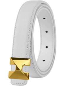 1pc Ladies' Cowhide Belt, All-Match Ornamental Waistband, Suitable For Business And Casual Outfits, Simple Design With High-End Vibe - Multicolor - View 2