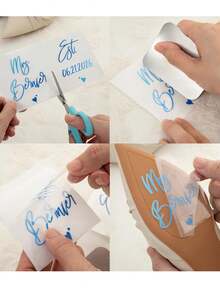 1/6/12pcs Custom Wedding Shoes Decal, Customize Text,Custom Ich Will Sticker, Wedding Shoes Sticker, Personalized Wedding Shoes Sticker, Custom Mr And Mrs,Something Blue Decal, Wedding Shoes Decal, Bride Shoe Stickers, Wedding Day Accessories - Multicolor - View 2