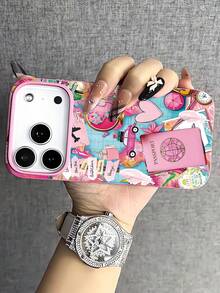 1pc Car Map Travel Element Collage Pattern Liquid Soft Phone Case, Compatible With IPhone 16/16Pro/16Plus/15/15ProMax/15Pro/11/12/13/14ProMax/11Pro/11ProMax/12Pro/12ProMax/13Pro/13ProMax/14Pro/14ProMax, Creative Elegant Design - Multicolor - View 3