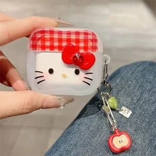 1 Set Thick Headphone Protective Case, Cute Cartoon Cat Design, Compatible With Apple 1/2/3/4/Pro/Pro 2/Pro 3. Perfect Gift For Girlfriend. - Red - View 2