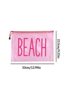 Multi-Color Waterproof Fashion Mesh Fabric Beach Bag, Make Up Bag With Color "Beach"Printing, Beach Theme. Large Capacity Transparent Cosmetic Bag, Toiletry Bag With Nylon Zipper - Lightweight, Storing Sunscreen, Snacks, Bikinis, And Beach Essentials. Spring And Summer Storage, Durable, Very Suitable For Swimming - MultiWarna - View 9