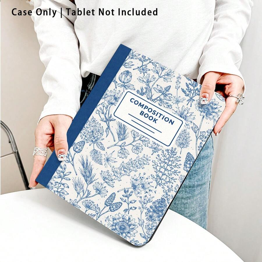 1个带笔槽的翻盖式桌面保护套，蓝色花卉图案，兼容华为Matepad SE 11英寸/Matepad Pro 11英寸/Matepad 11.5英寸2026等，荣耀平板8/9/10，荣耀GT 11.5英寸/X7/X8A/X9/X8Pro/X9Pro/X10 PRO/V9/V8 Pro等，三星S11/A11/A11+等，苹果等，具备自动休眠/唤醒功能，适合开学季、情人节等场合。 - 彩色 - 查看 1