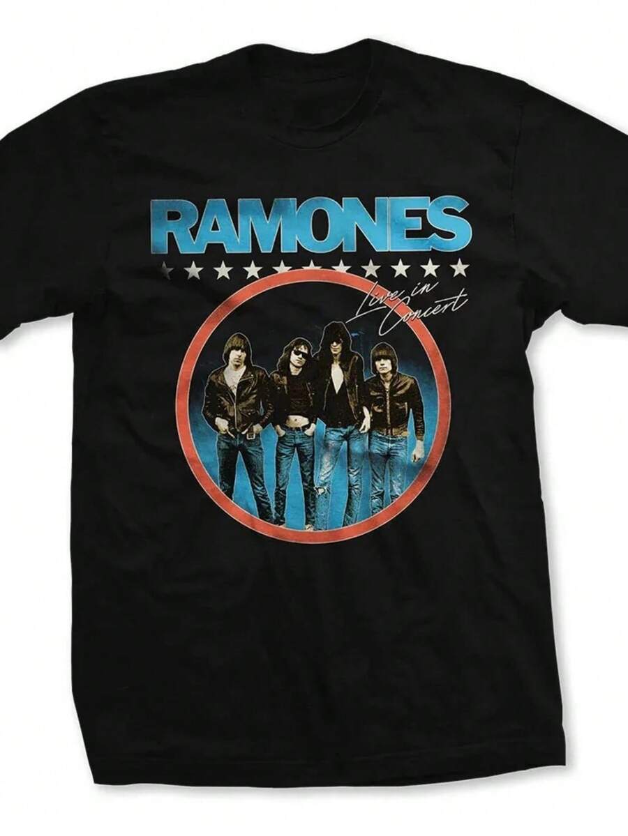 Ramones Circle Photo T-Shirt Size S-4XL High-End Luxury Is For Both Men And Women Top Y2k. - Black 4 - View 1