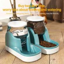 2 Packs Pet Automatic Feeder & Water Dispenser Set, Gravity Dog Cat Food Bowl & Water Bowl Combo, Keep Food Dry & Prevent Moisture & Mildew, No-Spill Pet Feeding Station For Small Medium Pets - 2L - View 1