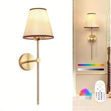 Lampu Dinding Bertenaga Baterai, Lampu Dalam Ruangan dengan Kap Lampu Kain Tanpa Kabel, Lampu Dinding Isi Ulang Nirkabel 15 Warna yang Dapat Diredupkan dengan Kontrol Jarak Jauh, Cocok untuk Kamar Tidur, Ruang Tamu, dan Lorong - 15 warna - View 11