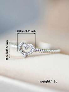 1 pieza Anillo de circonita cúbica de moda para mujer, regalo del Día de San Valentín, joyería para fiesta de aniversario de boda - 1# - Ver 6