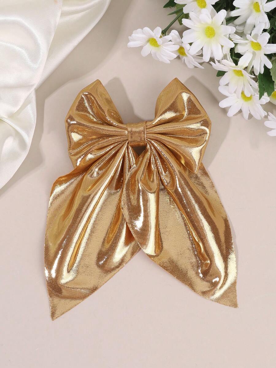 1pc/2pcs Silver & Gold Bowknot Hair Clips, Sequin Mesh Bow Hair Clips, Alligator Clips Hair Accessories For Girls, Ideal Gift For Best Friend, Elegant Party - Bow - View 1