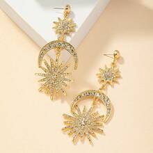 1对时尚优雅的星星吊坠耳环，适合女性日常和节日穿着 - 金黃色 - 查看 5