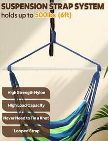 Hammock Chair Swing With Ropes - Maximum Weight Capacity 500 Lbs - Includes 2 Cushions - Steel Support Pole With Anti-Slip Rings - Suitable For Any Indoor Or Outdoor Space Unwind In Your Hammock Chair In The Bedroom, On The Patio, In The Courtyard, Or In The Garden. This Comfortable Chair Lets You Sit Suspended, Gently Swaying In The Breeze. (Available In Multiple Colors) - B - Xem 8