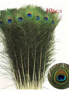 Handmade Artificial Peacock Feathers, Suitable For DIY Crafts, Vase Filler, Elegant Home Decor, Party And Wedding Decorations, Holiday Crafts | Classic Design | Handcrafted Details, Peacock Decoration - Multicolor - View 16