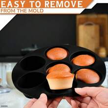Silicone Muffin Pans For Air Fryer 7 Cavity Muffin Tray Cupcake Pan Nonstick Brownie Cake Mold Round Pudding Recipe Tray Bakeware Baking Equipment - Black - View 12