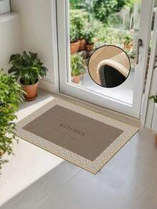 Tapis de cuisine en lin doux en caoutchouc épais de 3,5 mm, style simple moderne, tapis de cuisine absorbant avec bords cousus pour éviter l'écaillage, absorbant l'eau et facile à nettoyer, surface en lin avec milieu en mousse et fond en caoutchouc, convient pour la cuisine, la salle de bain, la buanderie, le couloir, le salon et d'autres espaces - Multicolore - Voir 5