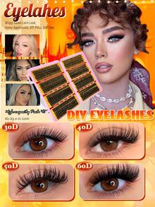 Eimny 800pcs False Eyelashes Set, High Capacity, 30D+40D+50D+60D D-Curl Lashes, 8-16mm, DIY Fake Lashes, Natural & Thick, Delicate & Lightweight, Super Soft, Reusable, Individual Cluster Lashes, Eyelash Extension Kit, Suitable For Travel, Daily Wear (Beginner Friendly), Wedding, Date, Party, Holiday, Gift Lashes Set - Multicolor - View 6