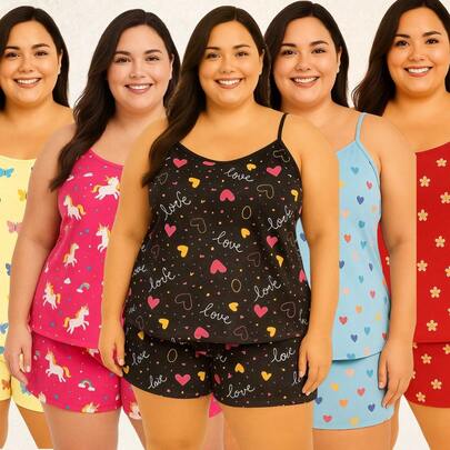 KIT 05 BABY DOLL PLUS SIZE VESTE 48/50 ( ESTAMPAS SORTIDAS )