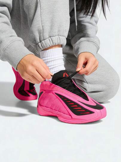  Adidas AE2 Lucid PINK: Comfortable, Durable, Supportive, Slip-Resistant, Wear-Resistant, Ultra-Lightweight Low-Top Basketball Shoes For Men In Pink And Black.
