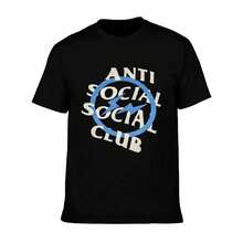 Anti Social Club Lightning Bolt 1pcs Men's 100% Cotton Tee Streetwear Double Sided Digital Printed 220g T Shirt Casual Style Graphic TopLeisure - Shape - View 1