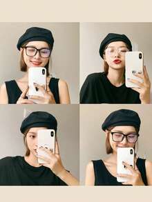 1 chiếc mũ beret bát giác kiểu Pháp cổ điển dành cho nữ, mùa thu/đông, kiểu dáng thường ngày đa năng, chất liệu mềm mại, chu vi vòng đầu rộng, mũ thợ sơn, quà tặng ngày lễ, mũ dự tiệc. - Nhiều màu - Xem 2