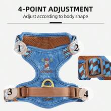 防拉扯防逃脱犬用胸背带，适用于体重5-60磅的小型和中型犬 | 易于穿戴的透气网眼内衬和耐用牛仔布外层 | 舒适安全的背心式设计，适合散步、训练和户外探险 - 彩色 - 查看 7