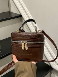 New Retro Niche Minimalist Casual Chic Small Square Shoulder Crossbody Bag - Coffee - View 10