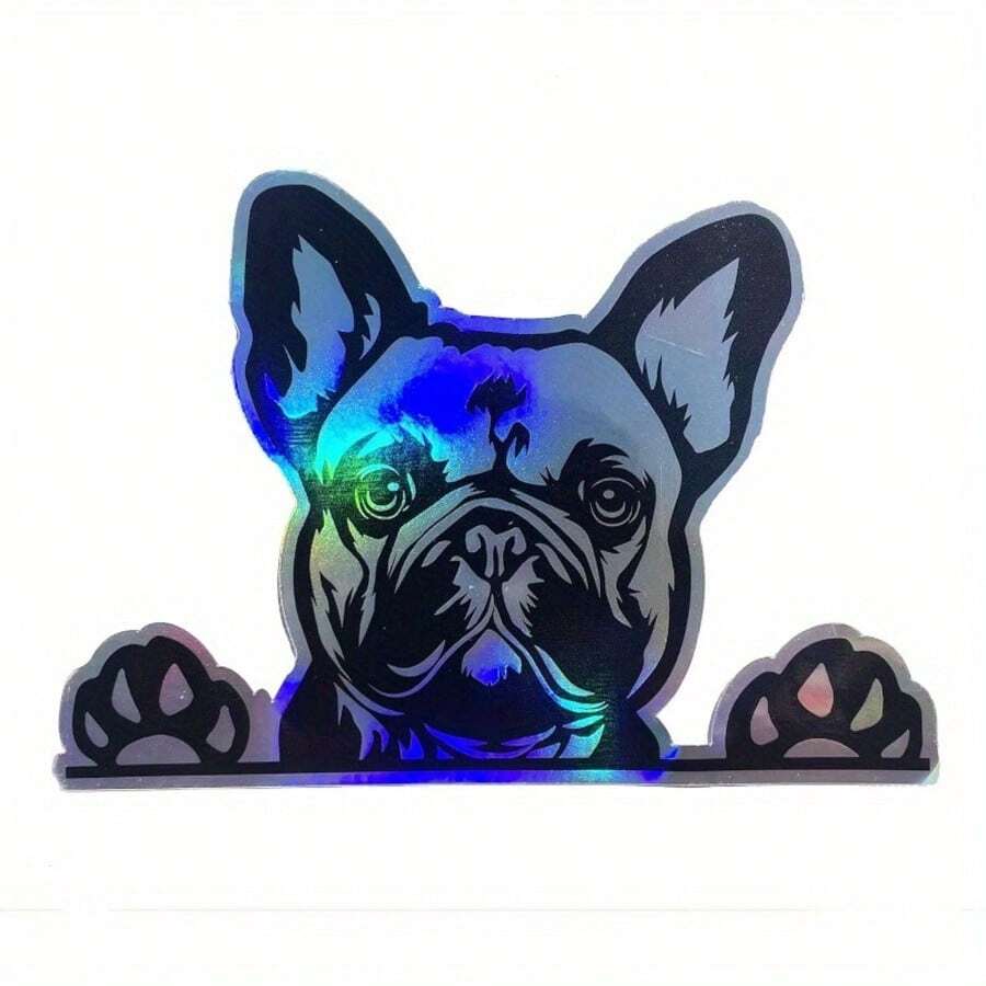 (1 cái) Hình dán hologram hình chó Bulldog Pháp WickedGoodz - Hình dán dấu chân chó dán lên laptop, cốc, cửa sổ, xe hơi, xe tải, tường - Một cỡ - Xem 1